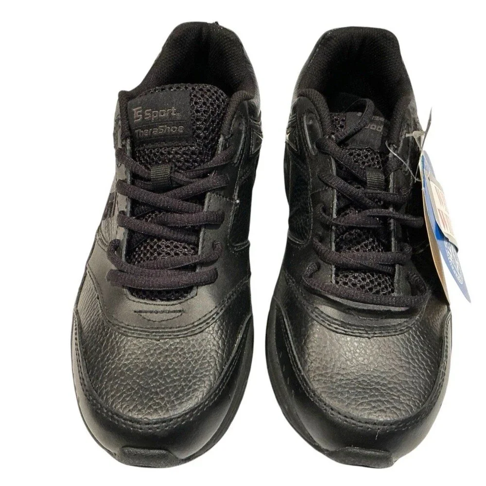 Therashoe Olea Womens 8.5W Wide Black Leather Toning TS Sport Shoe Sneaker